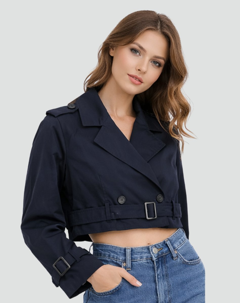 Cropped Belted Trench Coat