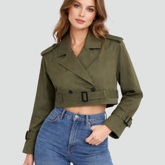 Cropped Belted Trench Coat