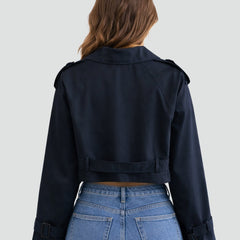 Cropped Belted Trench Coat