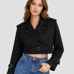 Cropped Belted Trench Coat
