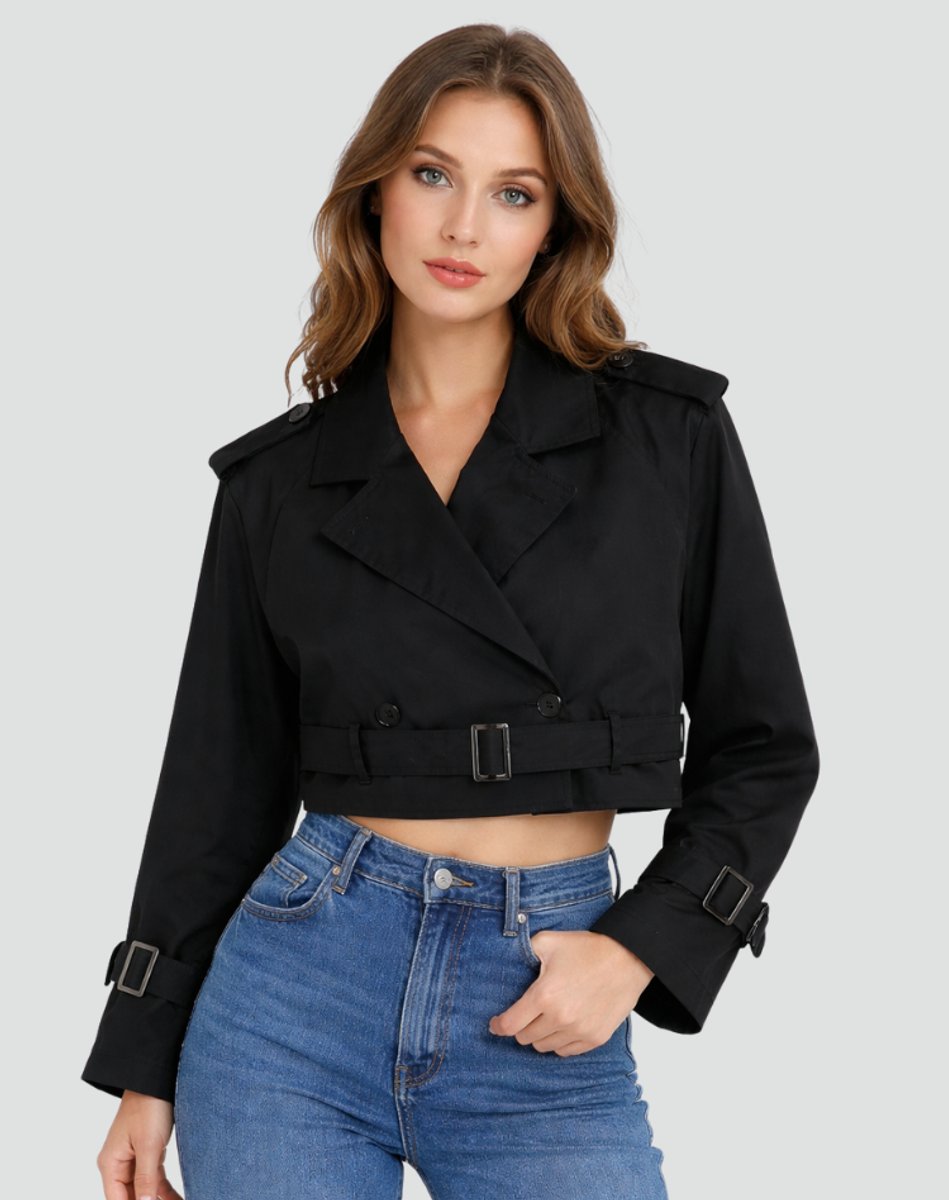 Cropped Belted Trench Coat
