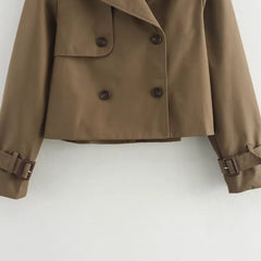 Cropped Double-Breasted Trench Coat
