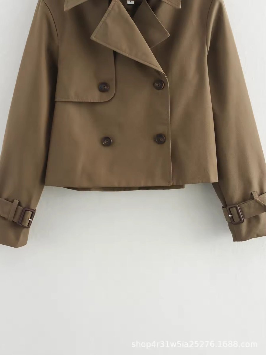 Cropped Double-Breasted Trench Coat