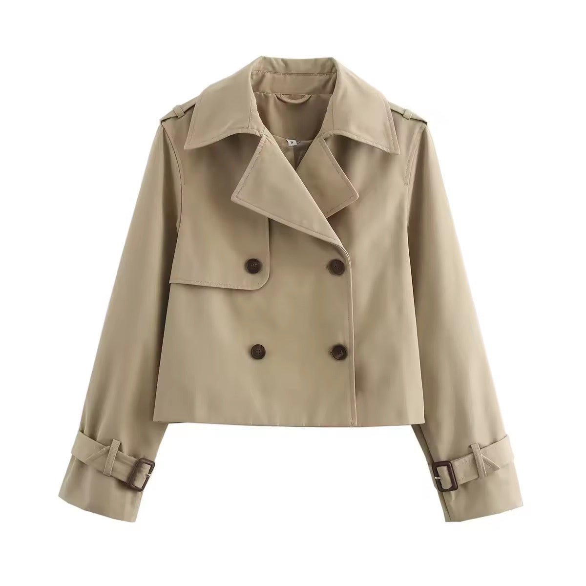 Cropped Double-Breasted Trench Coat