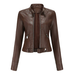 Cropped Stand-Collar Moto Jacket