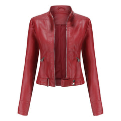 Cropped Stand-Collar Moto Jacket