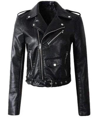 Cropped Belted Moto Jacket