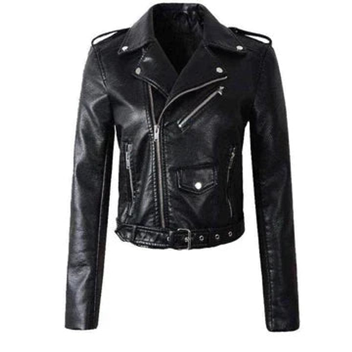 Cropped Belted Moto Jacket