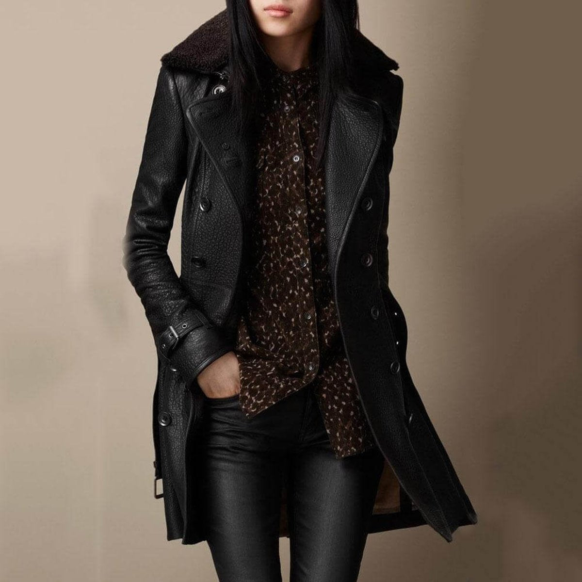 Double-Breasted Structured Trench Coat