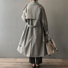 Double-Breasted Belted Long Trench Coat