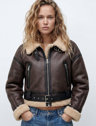 Cropped Aviator Bomber Jacket