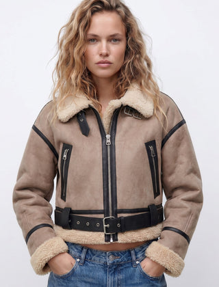 Cropped Aviator Bomber Jacket