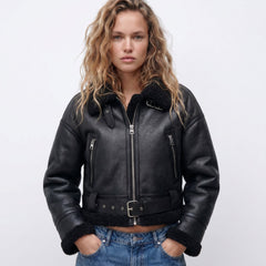 Cropped Aviator Bomber Jacket