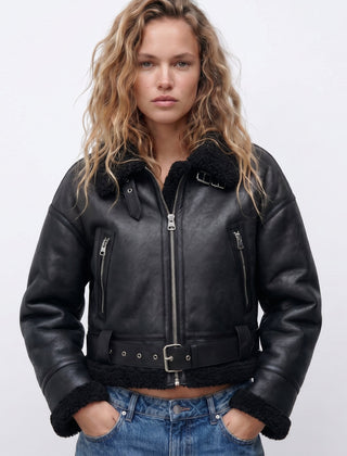 Cropped Aviator Bomber Jacket