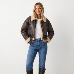 Cropped Aviator Bomber Jacket