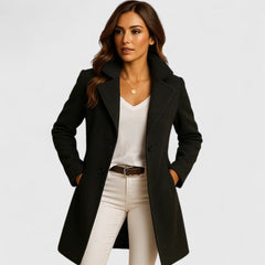 Tailored Notch-Lapel Long Coat