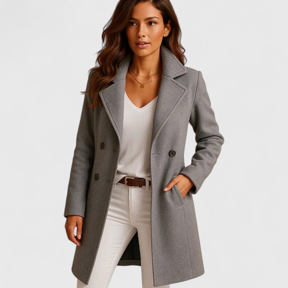 Tailored Notch-Lapel Long Coat