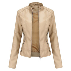 Refined Stand-Collar Moto Jacket