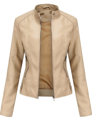 Refined Stand-Collar Moto Jacket