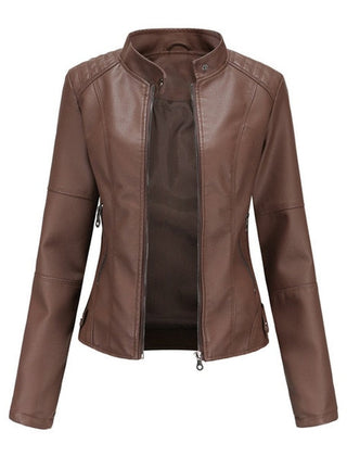 Refined Stand-Collar Moto Jacket