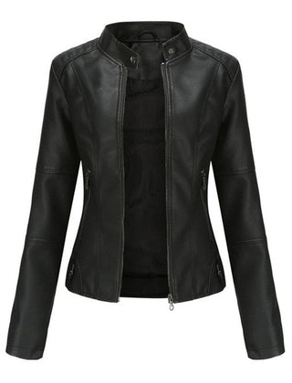 Refined Stand-Collar Moto Jacket