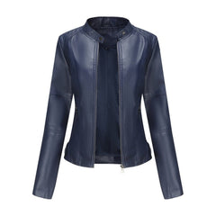 Refined Stand-Collar Moto Jacket