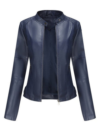Refined Stand-Collar Moto Jacket