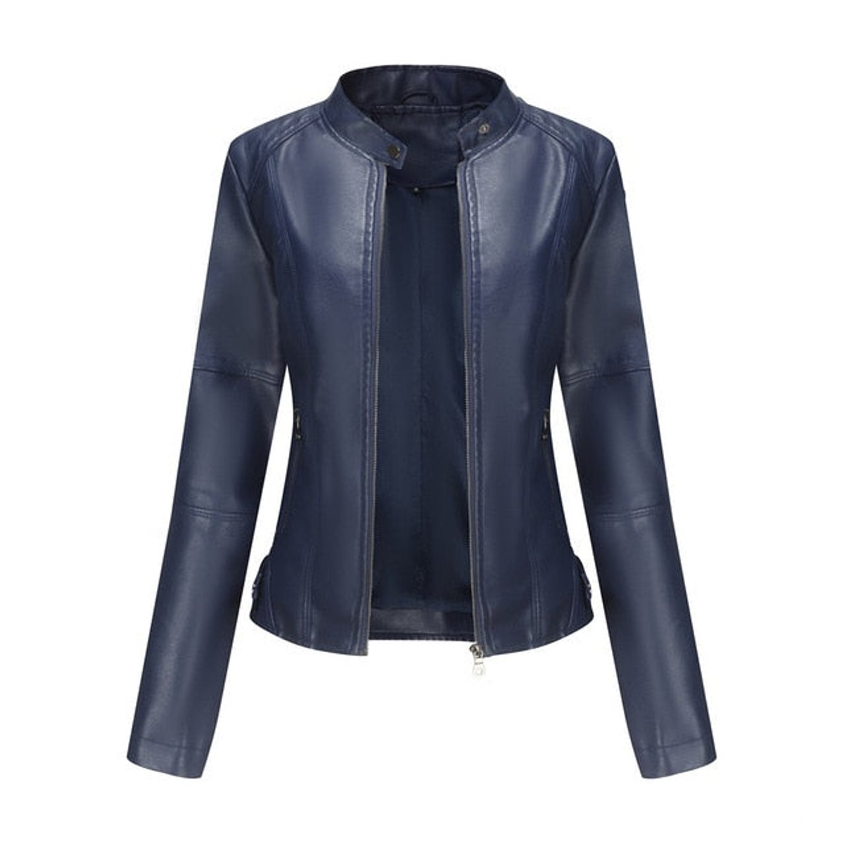 Refined Stand-Collar Moto Jacket