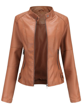 Refined Stand-Collar Moto Jacket