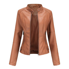 Refined Stand-Collar Moto Jacket