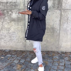 Hooded Drawstring Midi Parka