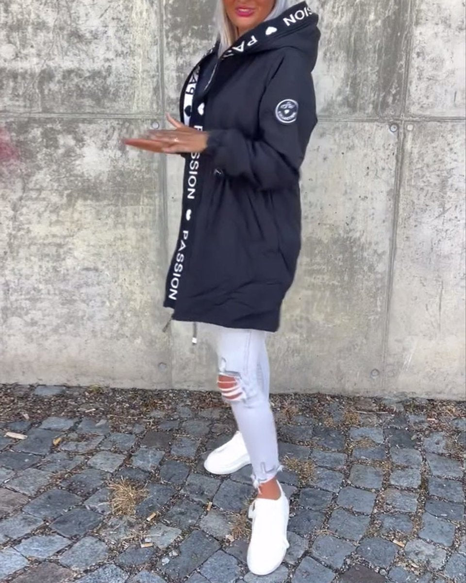 Hooded Drawstring Midi Parka