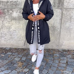 Hooded Drawstring Midi Parka