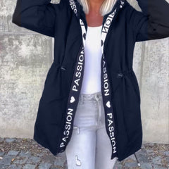 Hooded Drawstring Midi Parka