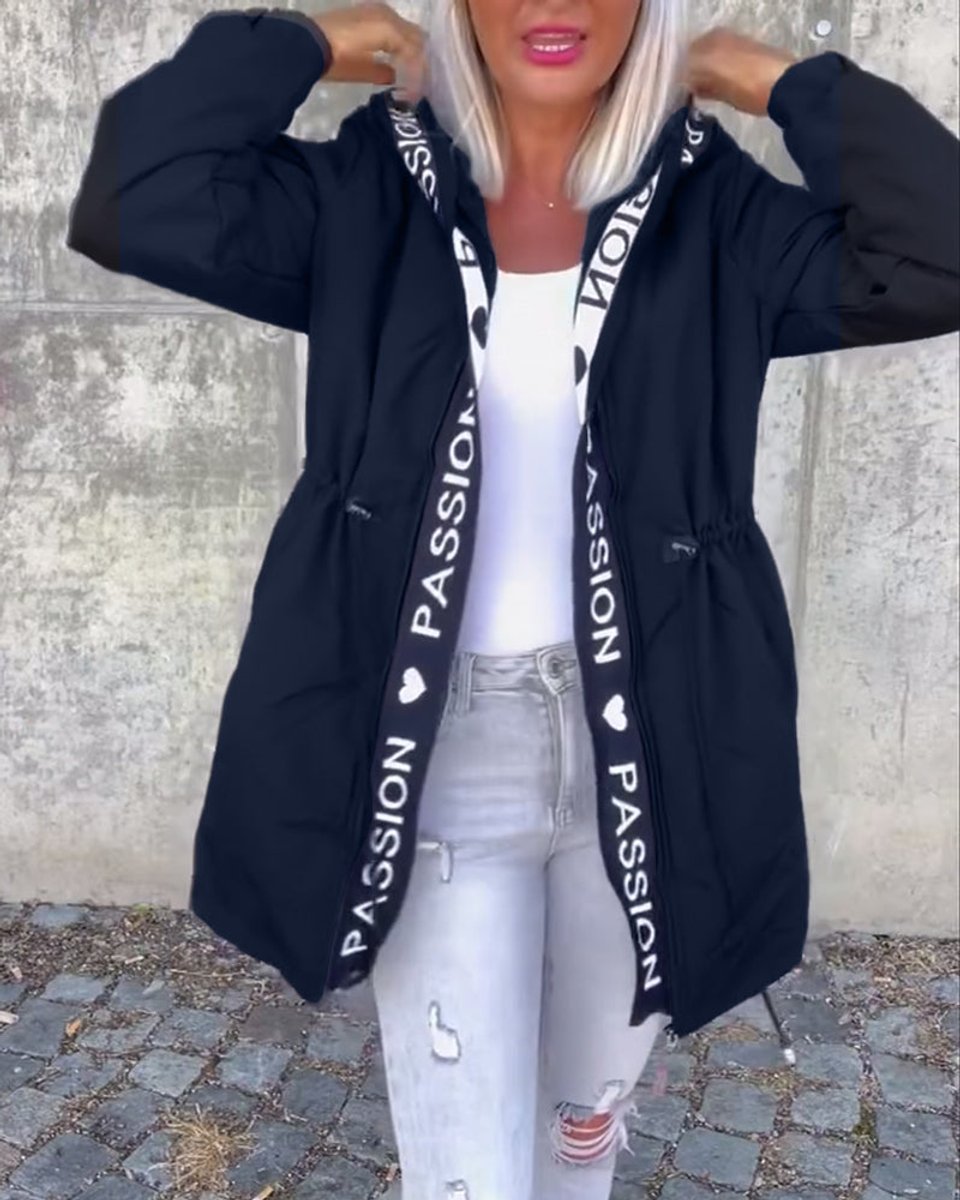 Hooded Drawstring Midi Parka