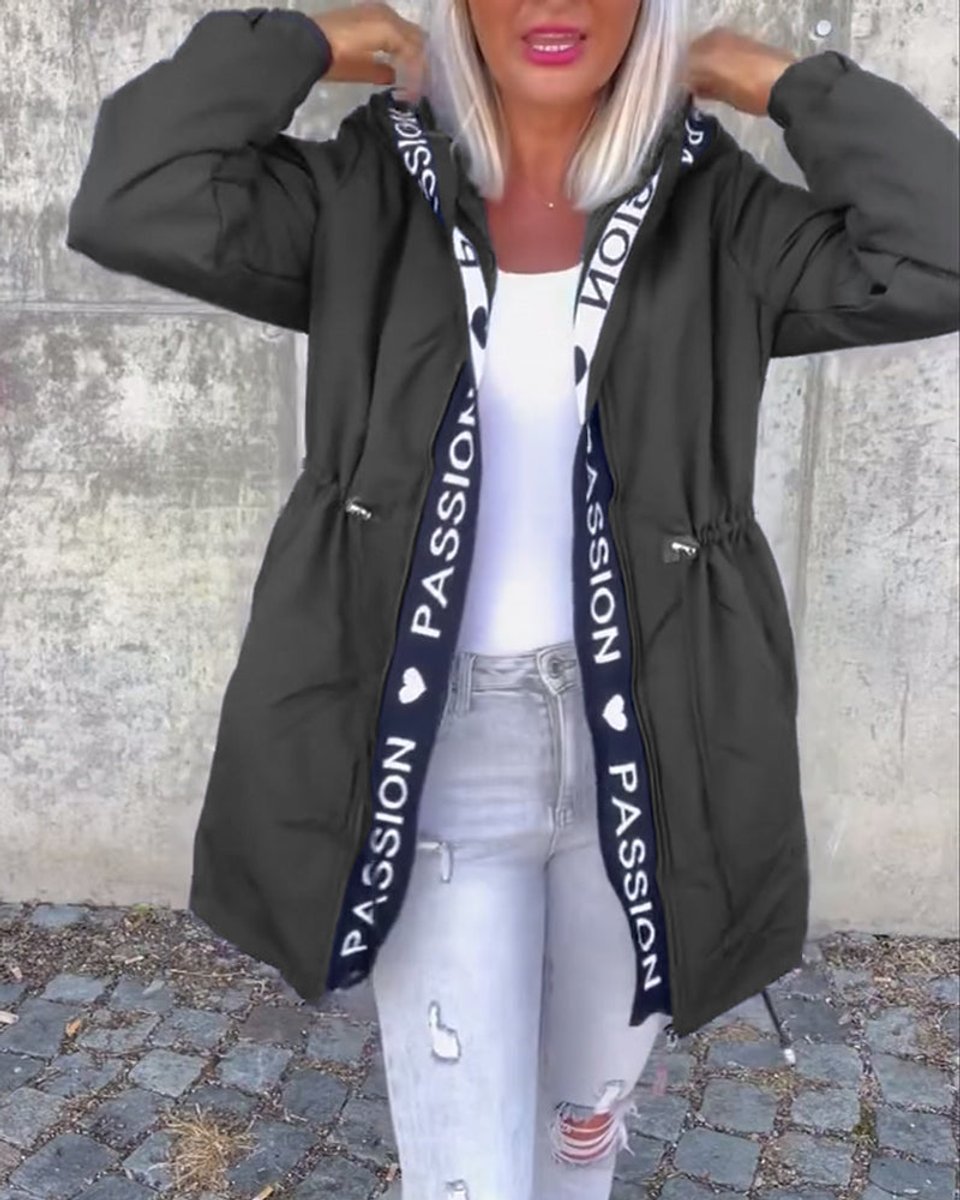 Hooded Drawstring Midi Parka