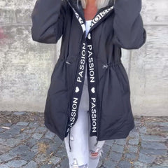 Hooded Drawstring Midi Parka
