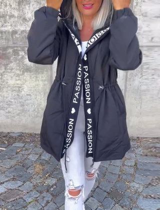 Hooded Drawstring Midi Parka