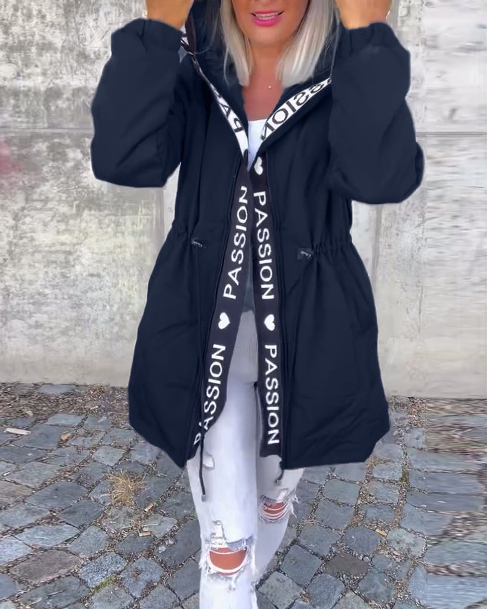 Hooded Drawstring Midi Parka