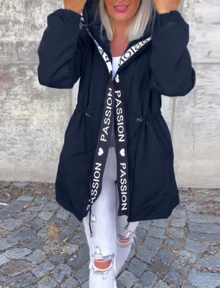 Hooded Drawstring Midi Parka