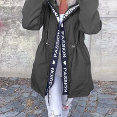 Hooded Drawstring Midi Parka