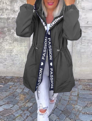 Hooded Drawstring Midi Parka