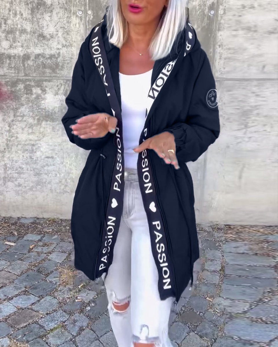 Hooded Drawstring Midi Parka
