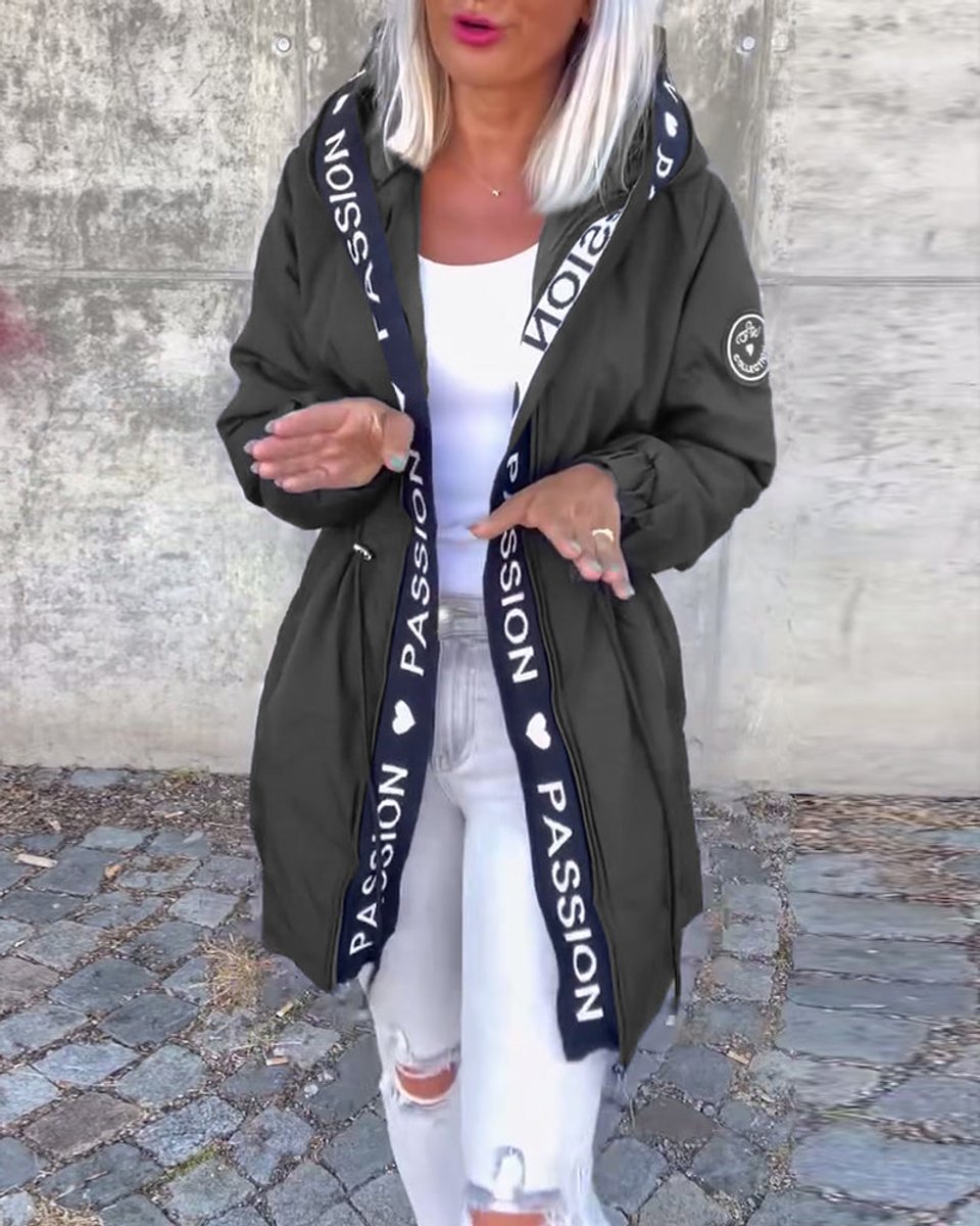 Hooded Drawstring Midi Parka