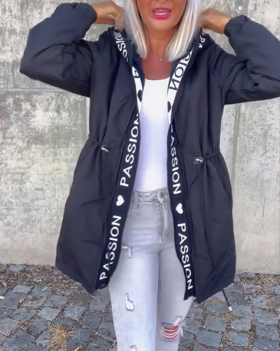 Hooded Drawstring Midi Parka