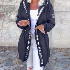 Hooded Drawstring Midi Parka