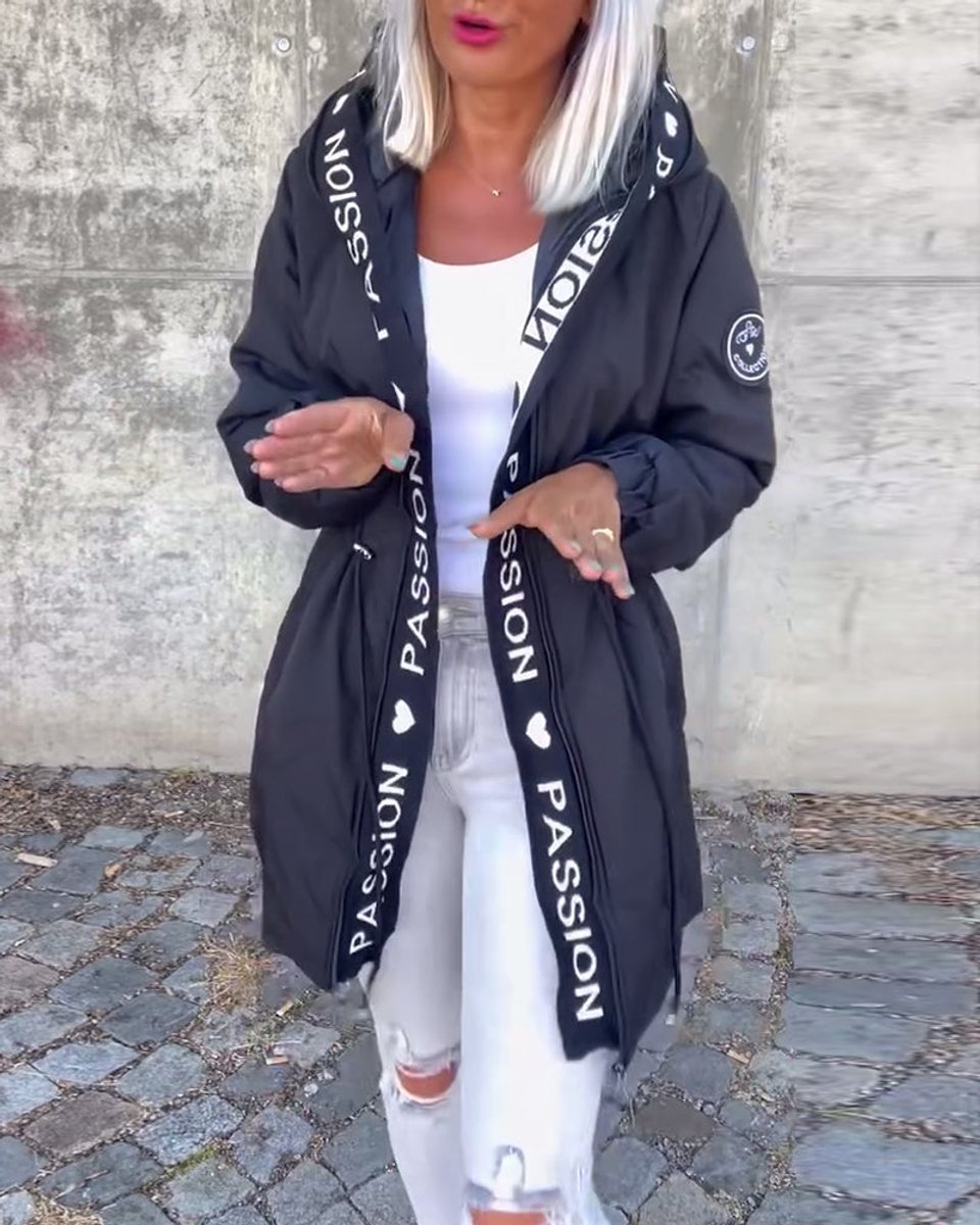 Hooded Drawstring Midi Parka
