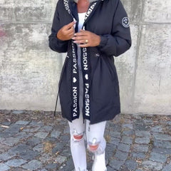 Hooded Drawstring Midi Parka