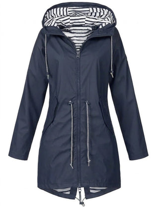 Hooded Drawstring Rain Coat