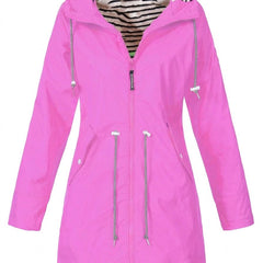 Hooded Drawstring Rain Coat